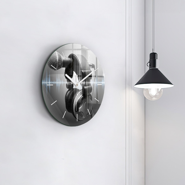 Okrúhle hodiny Mikrofón a slúchadlá