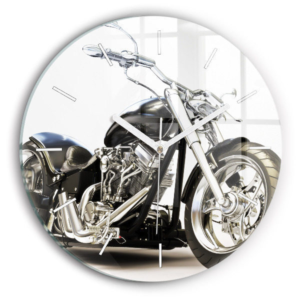 Okrúhle hodiny Čierna motorka