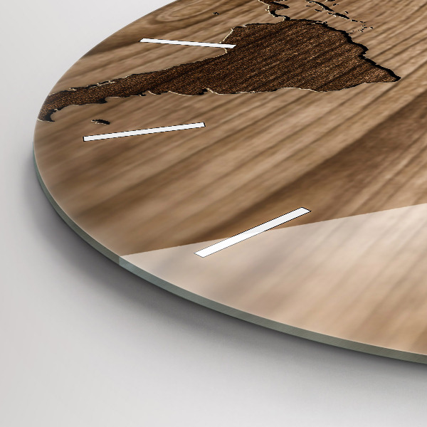 Okrúhle hodiny Mapa sveta na dreve