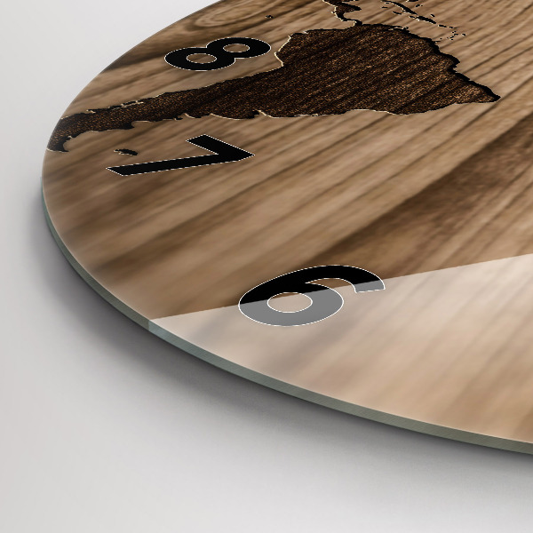 Okrúhle hodiny Mapa sveta na dreve