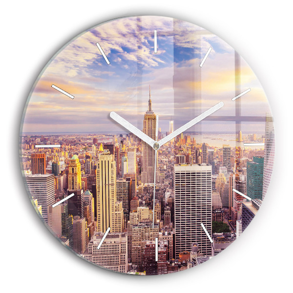 Okrúhle hodiny Západ slnka v New Yorku