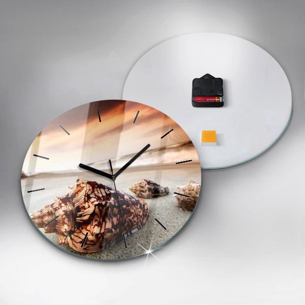 Okrúhle hodiny Mušle na pláži