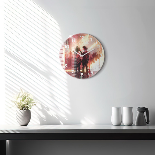 Okrúhle hodiny Mladý pár v láske
