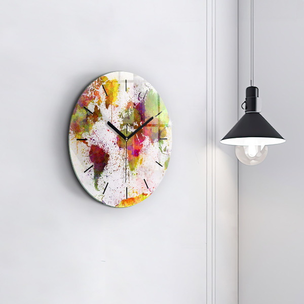 Okrúhle hodiny Akvarelová mapa sveta
