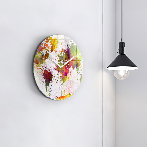 Okrúhle hodiny Akvarelová mapa sveta