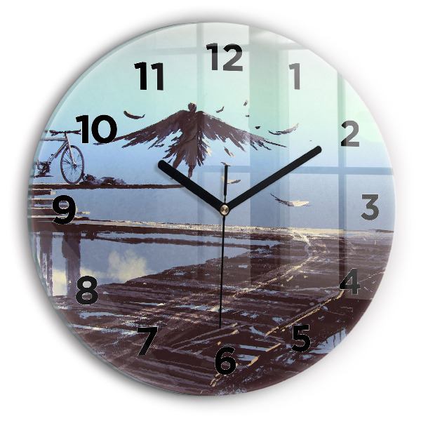 Okrúhle hodiny Anjel, most a bicykel