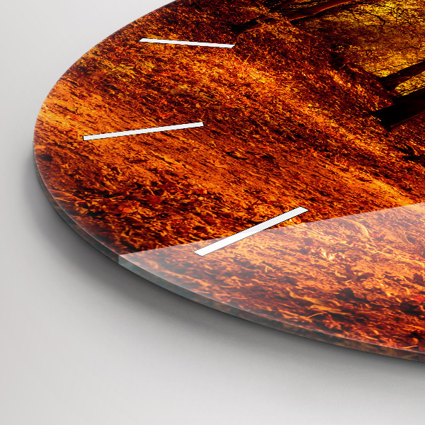 Okrúhle hodiny Lesná krajina na slnku