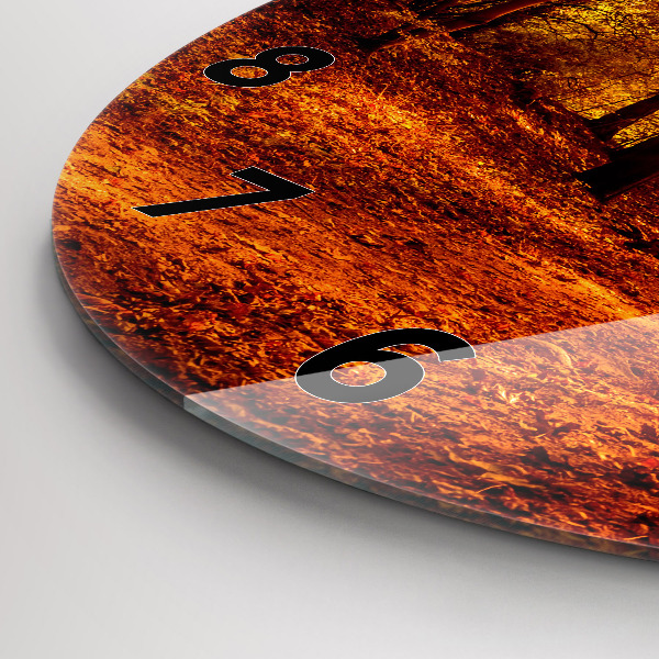 Okrúhle hodiny Lesná krajina na slnku