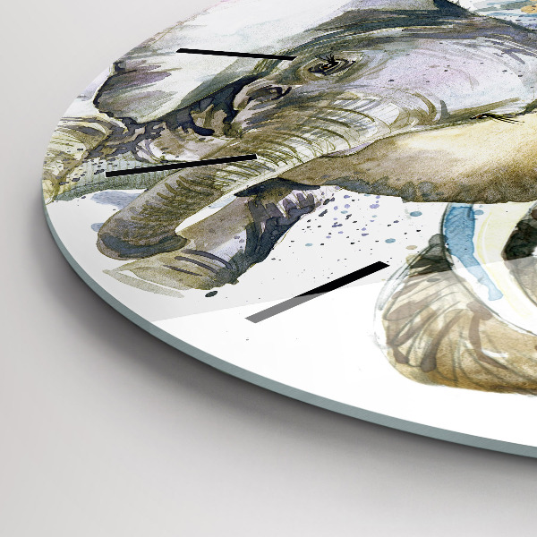 Okrúhle hodiny Maľované zvieratá slonov