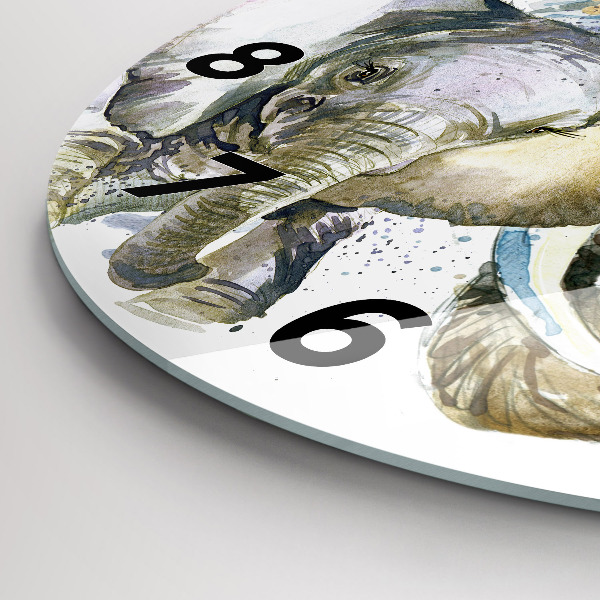 Okrúhle hodiny Maľované zvieratá slonov