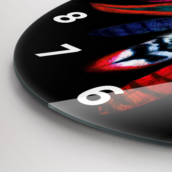 Okrúhle hodiny Farebné vtáčie perie