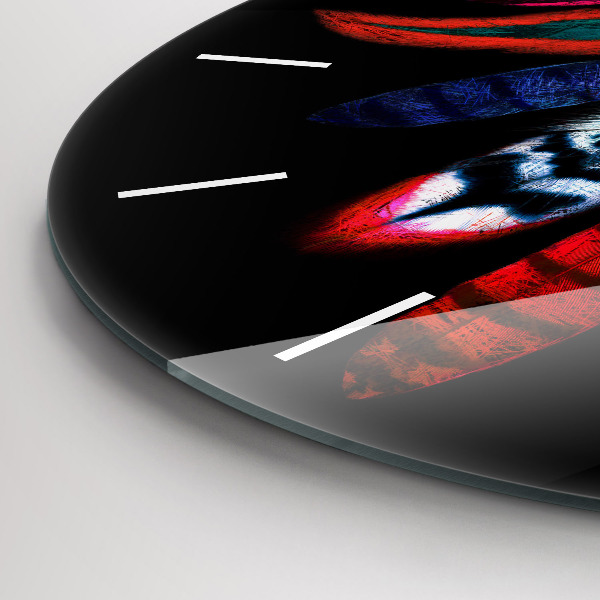 Okrúhle hodiny Farebné vtáčie perie