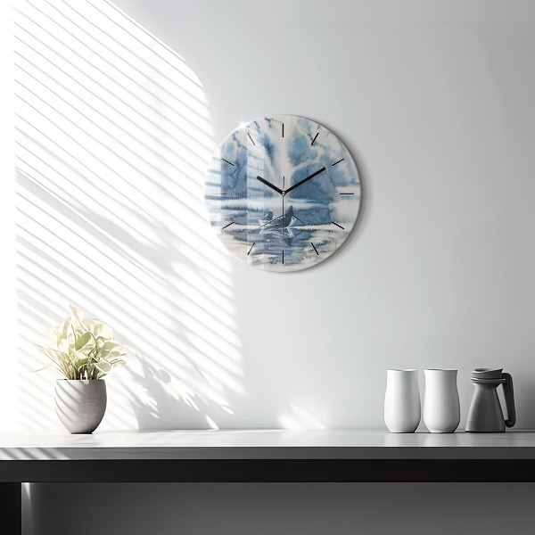 Okrúhle hodiny Rybár na jazere