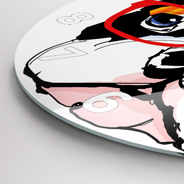 Okrúhle hodiny Francúzsky buldoček s okuliarmi