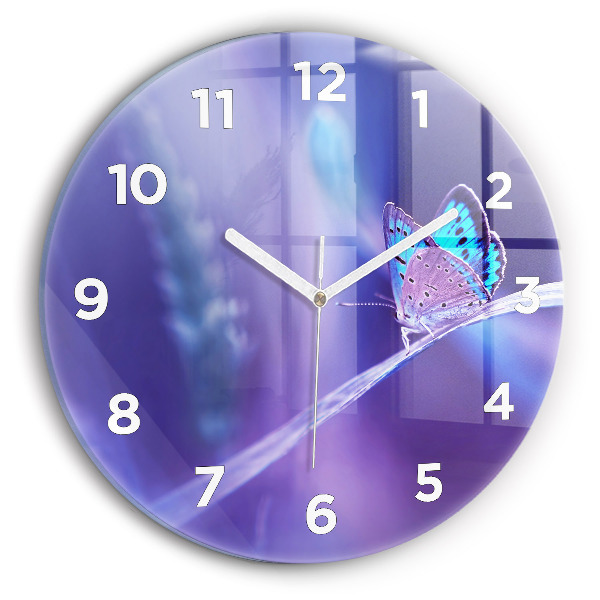 Okrúhle hodiny Motýľ na tráve