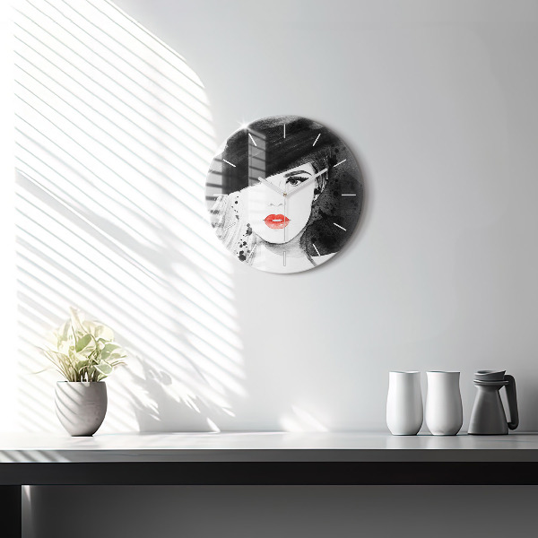 Okrúhle hodiny Žena v klobúku