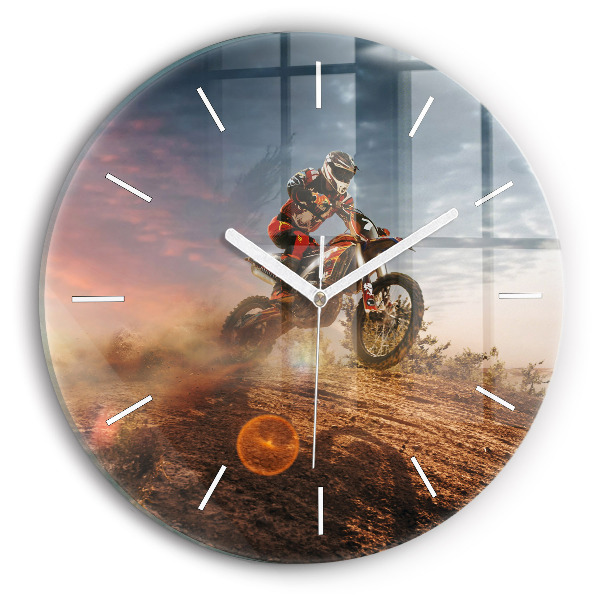 Okrúhle hodiny Muž na motorke