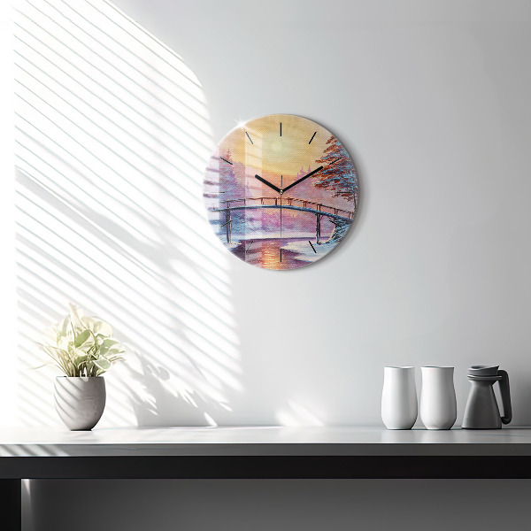 Okrúhle hodiny Vianočný stromček a most