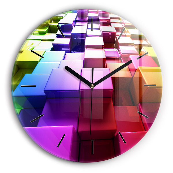 Okrúhle hodiny Farebné kocky
