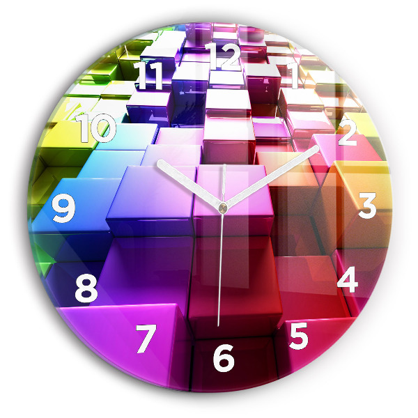 Okrúhle hodiny Farebné kocky