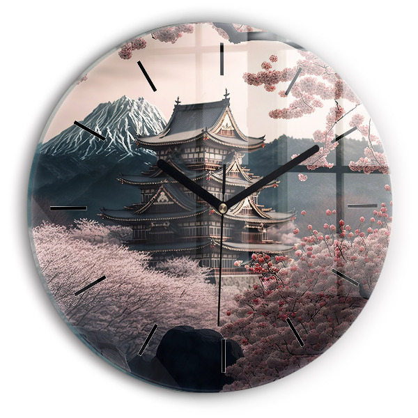 Okrúhle hodiny Veža a kvety v Ázii