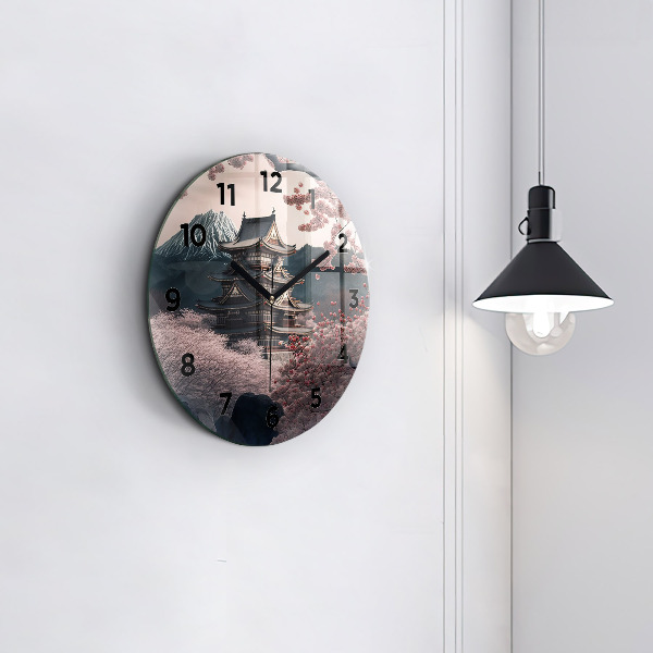 Okrúhle hodiny Veža a kvety v Ázii