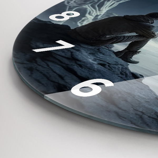 Okrúhle hodiny Muž na pozadí mesiaca