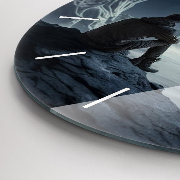 Okrúhle hodiny Muž na pozadí mesiaca