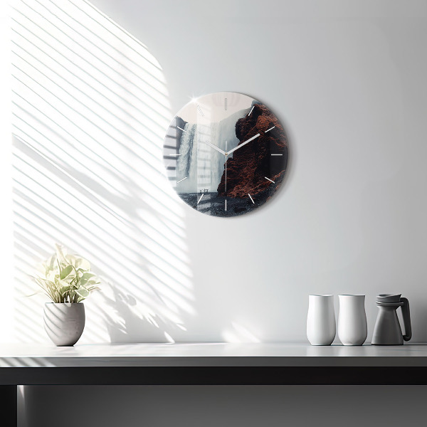 Okrúhle hodiny Islandská vodopádová krajina