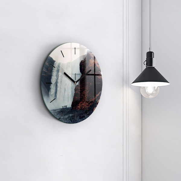 Okrúhle hodiny Islandská vodopádová krajina