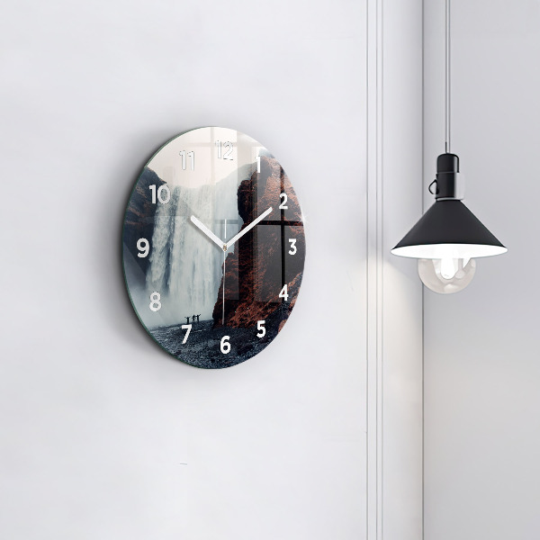 Okrúhle hodiny Islandská vodopádová krajina