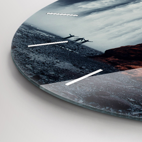 Okrúhle hodiny Islandská vodopádová krajina