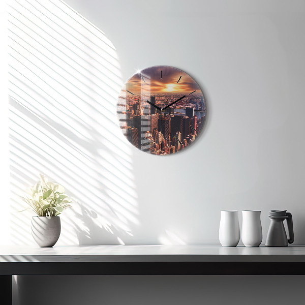 Okrúhle hodiny Panoráma mesta západu slnka