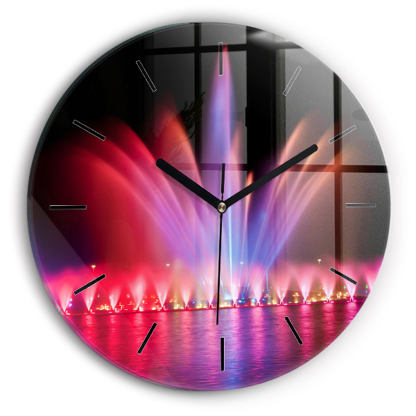 Okrúhle hodiny Vroclavská fontána v noci