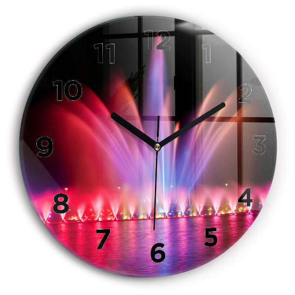 Okrúhle hodiny Vroclavská fontána v noci