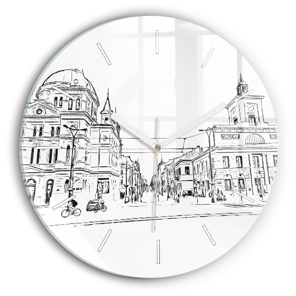 Okrúhle hodiny Ilustrácia mesta Poznaň
