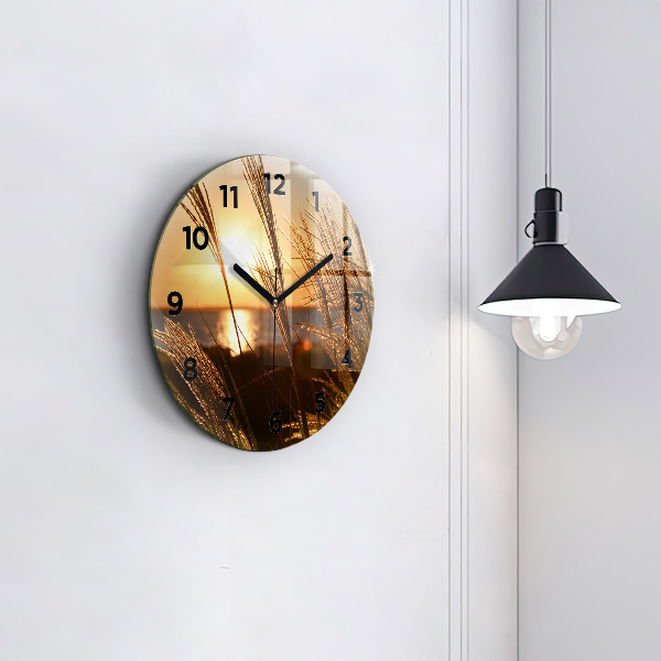 Okrúhle hodiny Pšenica na zlatom slnku