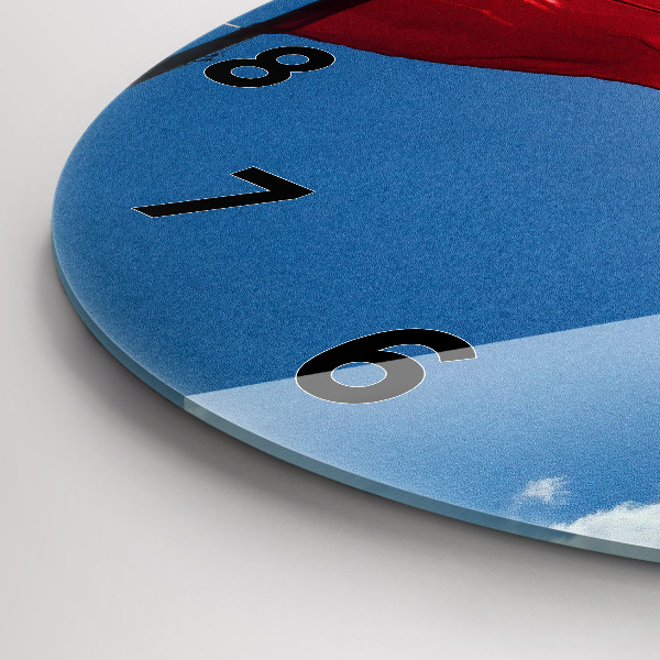 Okrúhle hodiny Poľská vlajka proti oblohe