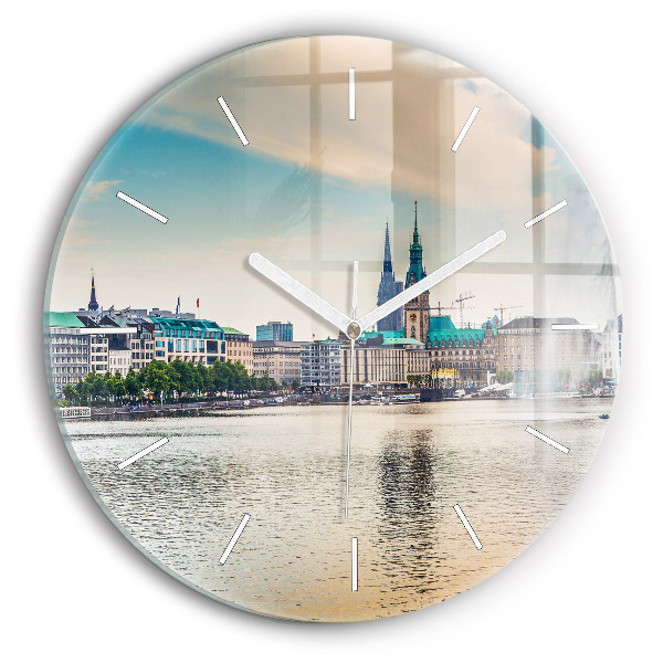 Okrúhle hodiny Binnenalster v Hamburgu
