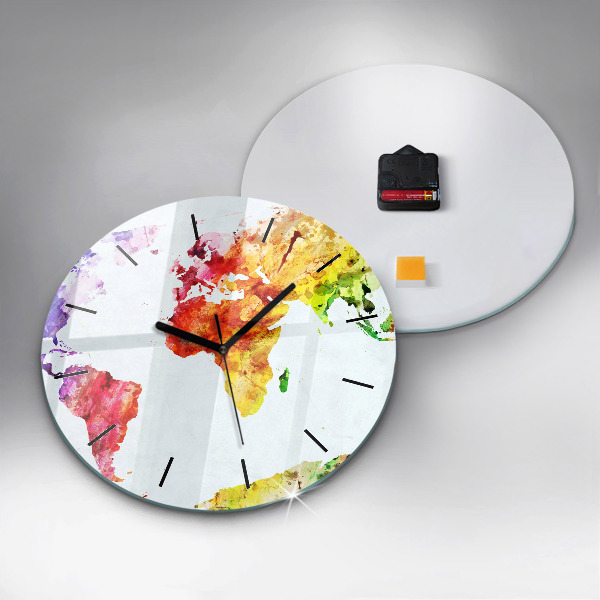 Okrúhle hodiny Akvarelová mapa sveta