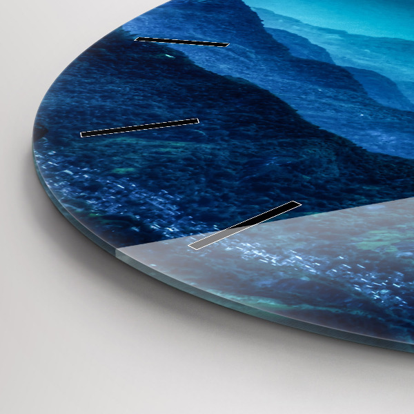 Okrúhle hodiny Akvarel hory