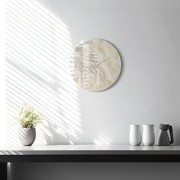 Okrúhle hodiny Tieň palmy v piesku