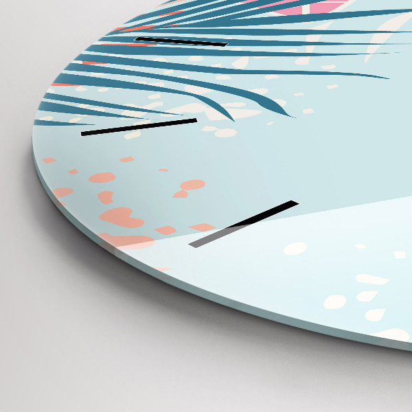 Okrúhle hodiny Pastelové listy – trópy