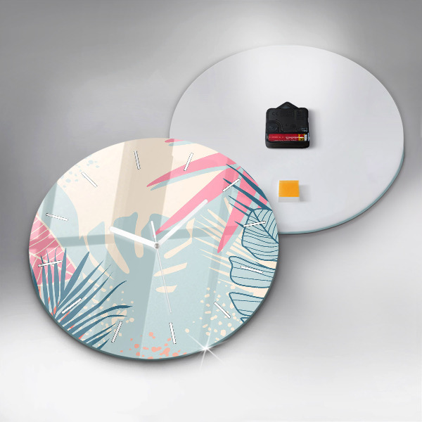 Okrúhle hodiny Pastelové listy – trópy