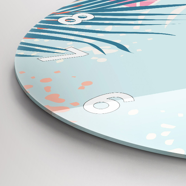 Okrúhle hodiny Pastelové listy – trópy