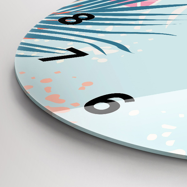 Okrúhle hodiny Pastelové listy – trópy