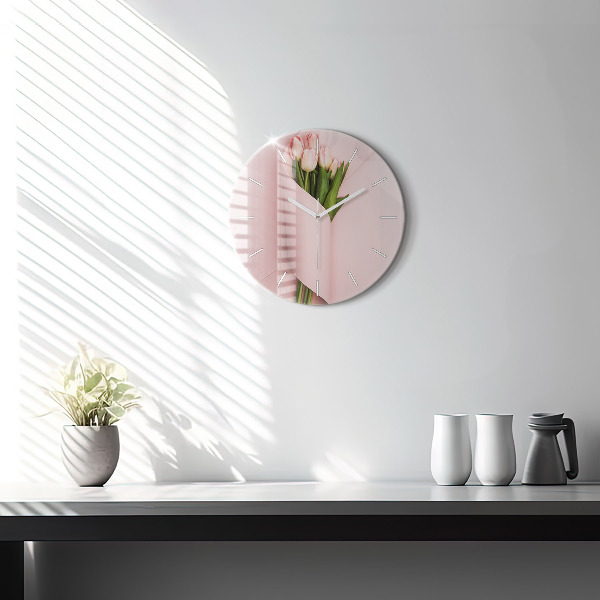 Okrúhle hodiny Kytica z tulipánových kvetov