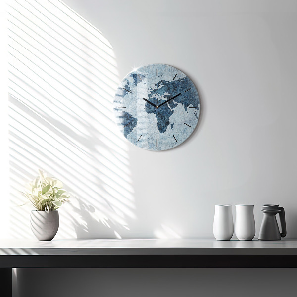 Okrúhle hodiny Maľovaná mapa sveta