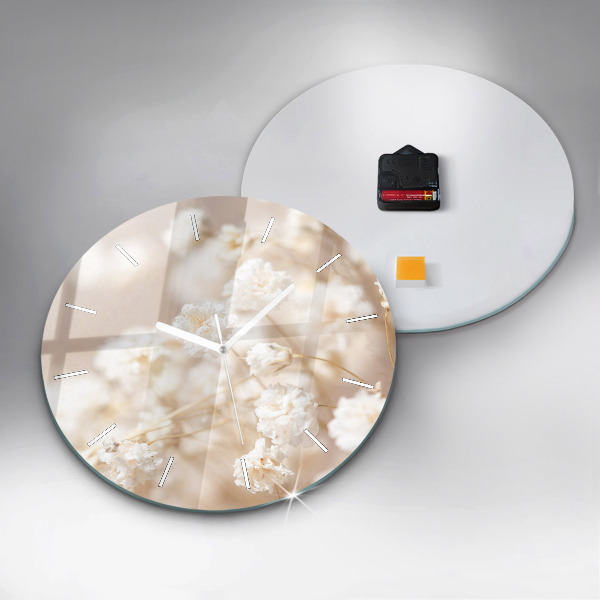 Okrúhle hodiny Malé biele kvety