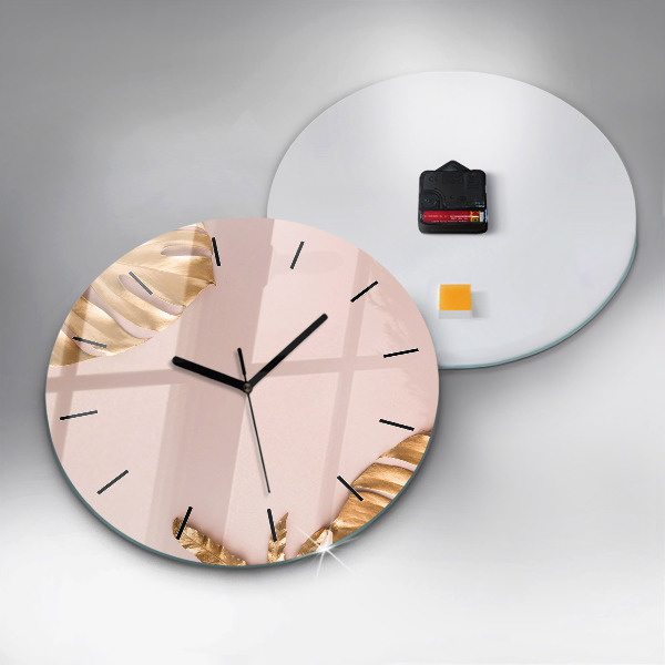 Okrúhle hodiny Zlaté tropické listy